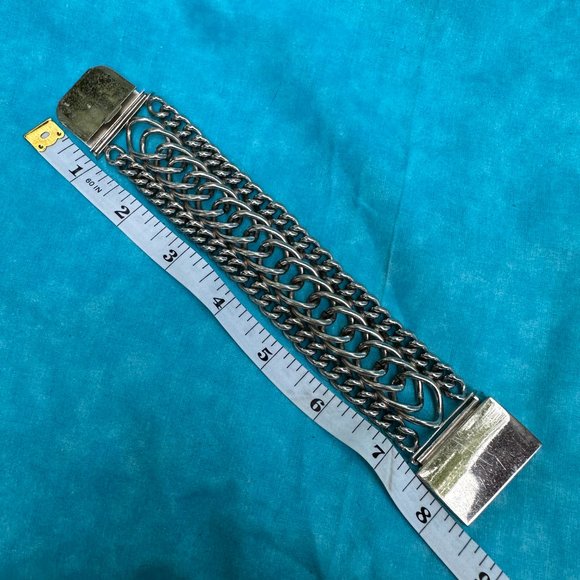 Chunky Vintage Silver Toned Signed MARINO Bracelet - Picture 5 of 9